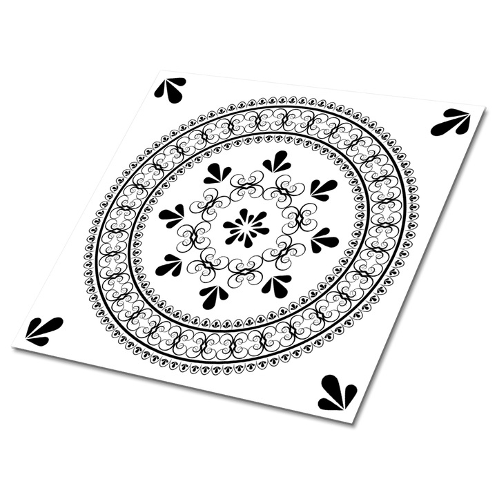 Set 9 bucati. Tulup. Placi de perete autoadezive. Model oriental. Alb. 30 cm x 30 cm. 010310410010000020774