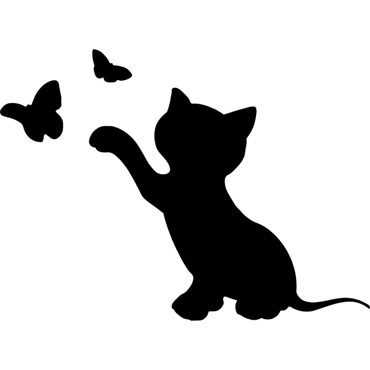 Sticker auto Kitten and Butterflyes, 20 cm, Oracal