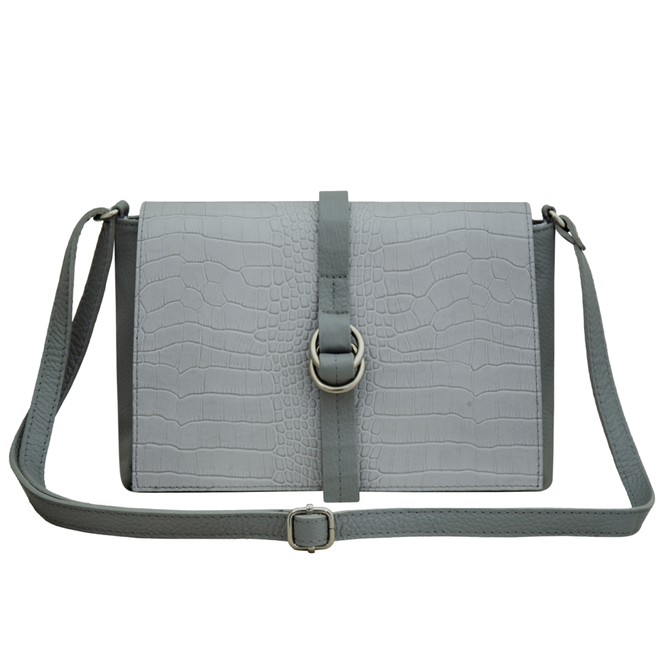 Geanta crossbody de dama din piele naturala, Inna gri - eMAG.ro