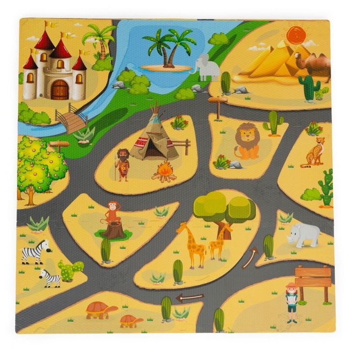 Килим за деца Ecotoys, Многоцветна пяна EVA, 93x93 см