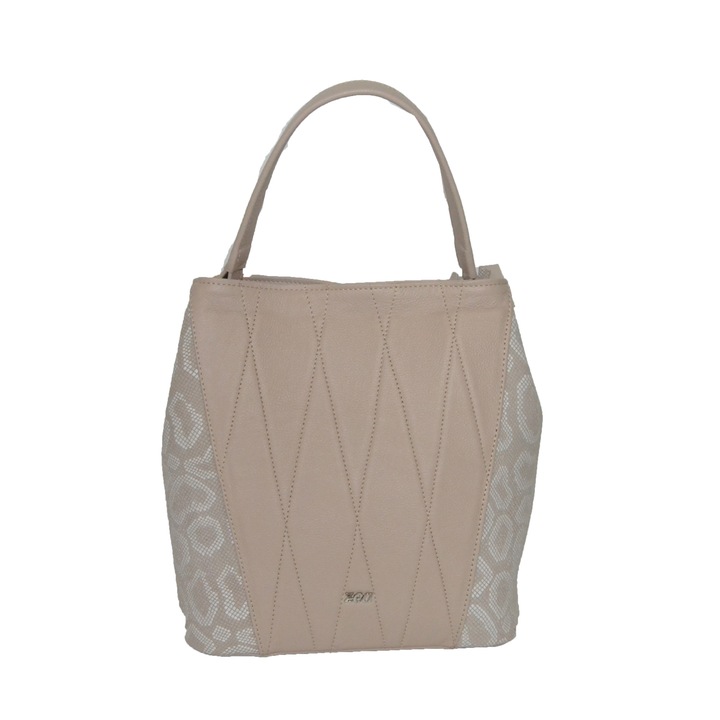 Geanta dama, Zea, casual, bej nude, 212 , piele naturala, 25x12x29
