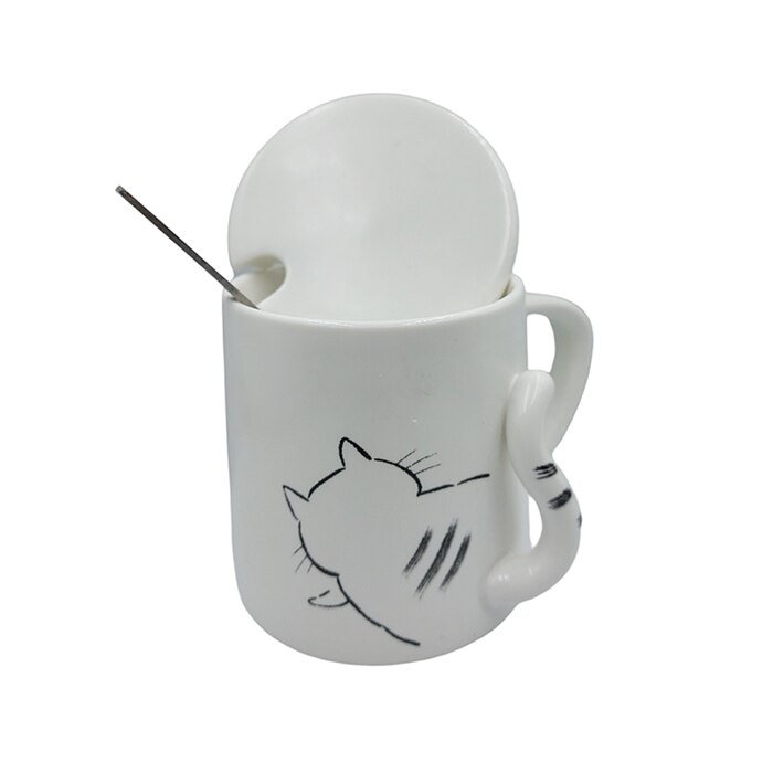 aspect Conceited Weird Cana pisica 3D Kim cu capac ceramica, 350ml, Alb / negru - eMAG.ro