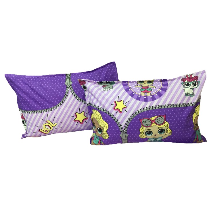 Set doua huse de perna mov 50X70cm din colectia "LOL" din bumbac 100%, by Liz Line - SP50/70133