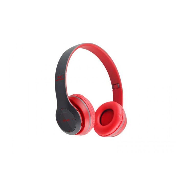 Bluetooth rádió/MP3/TF/MIC fejhallgató, P47 ALIEN, piros