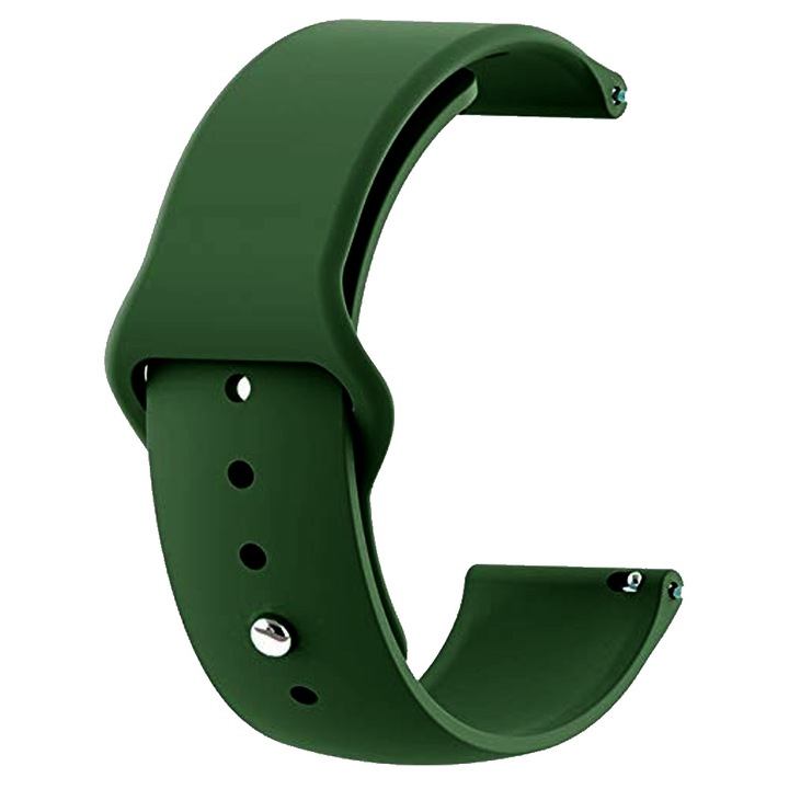 Curea SILKASE pentru Smartwatch Samsung/Huawei/Garmin/Xiaomi, Liquid silicone, 22mm, verde army