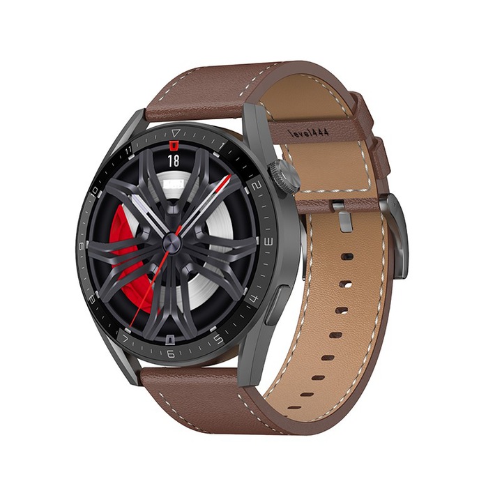 Smartwatch si bratara fitness level444 Ultra, ecran 1.78 inch, apeluri Bluetooth, notificari, monitorizarei, SpO2, player muzica, Compatibil iOS/Android, unisex, rezistent la apa, curea piele/silicon, negru