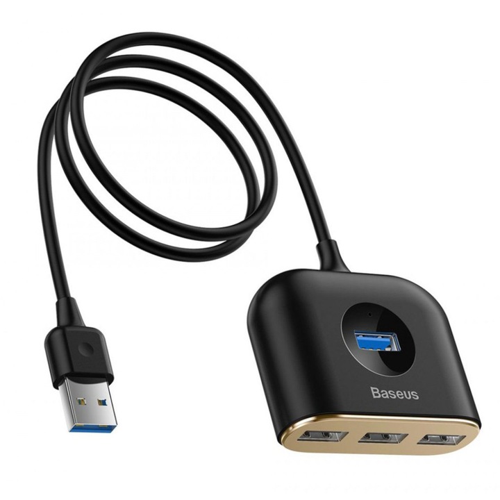 Хъб USB 3.0 сплитер с 4 порта, 1x USB 3.0 порт и 3x USB 2.0 порта, дължина 1 м, черен