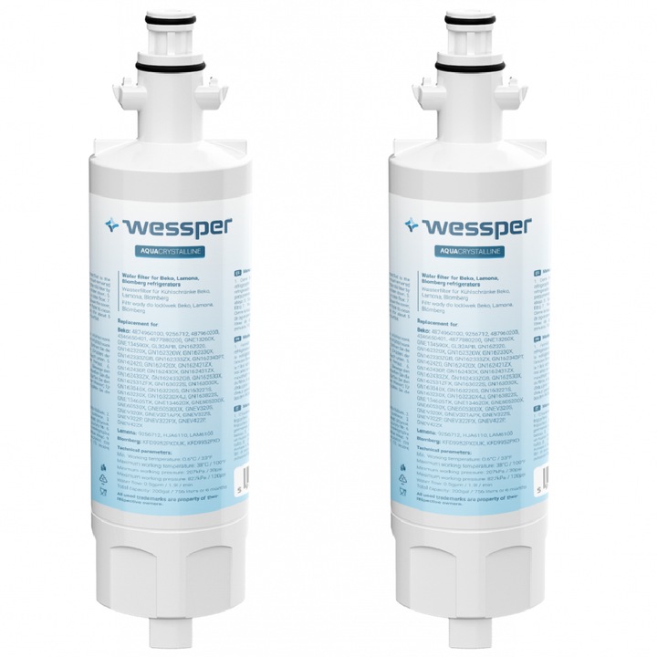 Set 2 bucati fIltru de apa intern, Wessper, pentru Beko Lamona / filtru model 4874960100