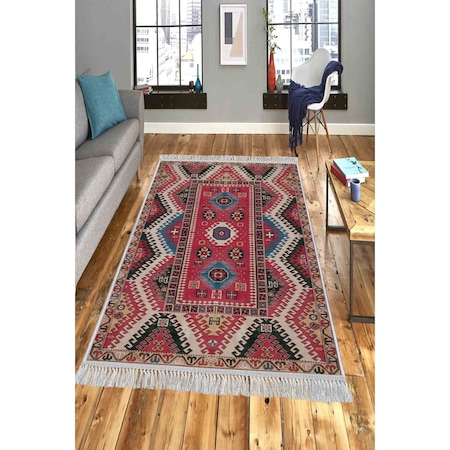 Covor interior, ELS1788, Dreptunghiular, Design oriental, Bumbac, Multicolor, 120 x 180 cm