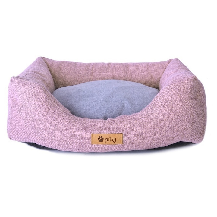 PETSY CONNIE kutya, macska poliészter fekhely - pink-szürke - 55 cm