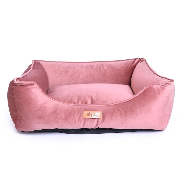 PETSY ROYAL kutya, macska poliészter fekhely bársony felülettel - pink - 55 cm
