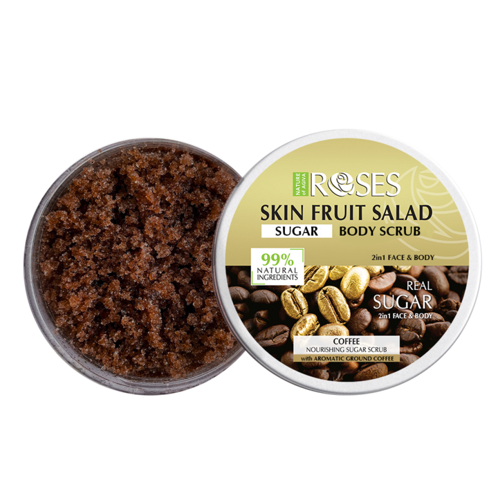 Захарен скраб за лице и тяло Nature of Agiva Roses, Fruit Salad, С аромат на мляно кафе, 200мл