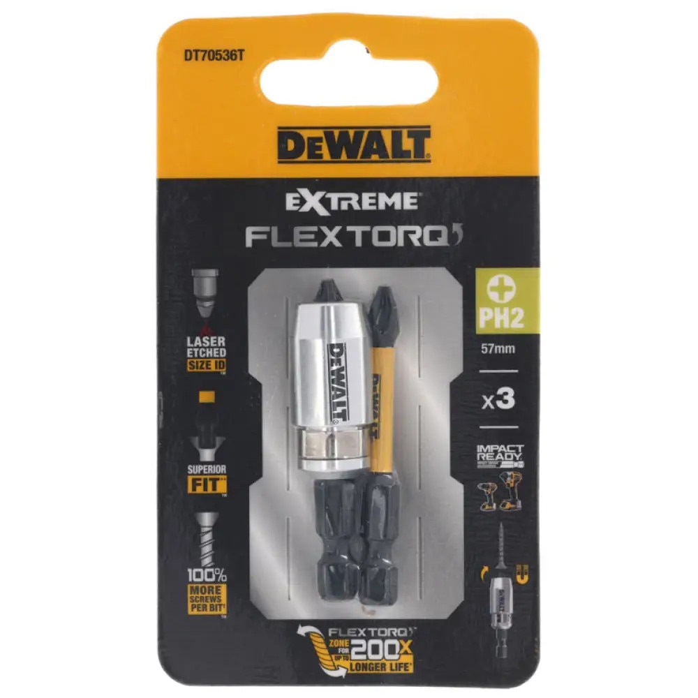 DeWALT - Bit de insurubare de impact PH2x57mm, 2 bucati +