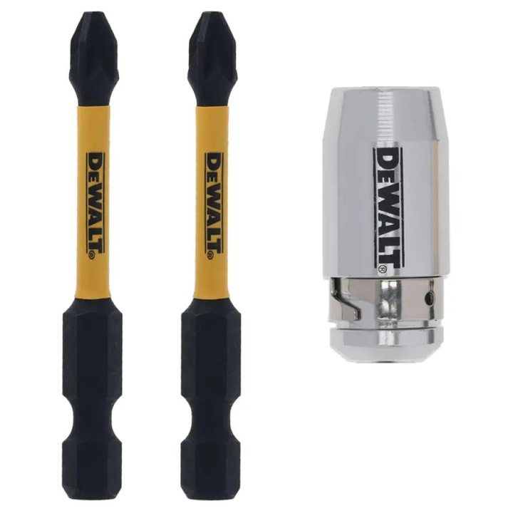 DeWALT - Bit de insurubare de impact PH2x57mm, 2 bucati + maneca magnetica Screwlock [DT70536T-QZ]