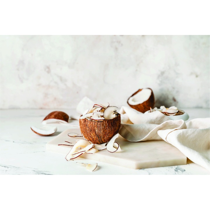 Panou sticla decorativa bucatarie 600 x 900 mm Coconut contine silicon pentru aplicare