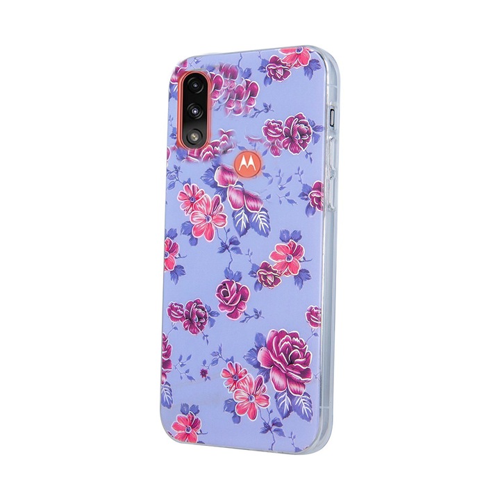 Telefonnal kompatibilis tok, Pink Roses, vékony, kompatibilis Motorola Moto E7 Power / E7i Power, szilikon, többszínű