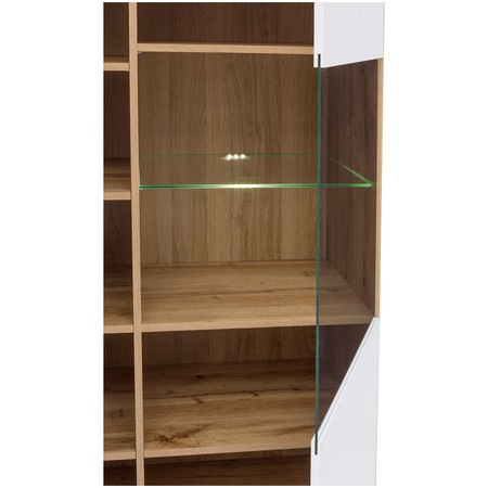 Set Living Kring Elsa, dimensiuni 281x200x41 cm culoare stejar front alb lucios