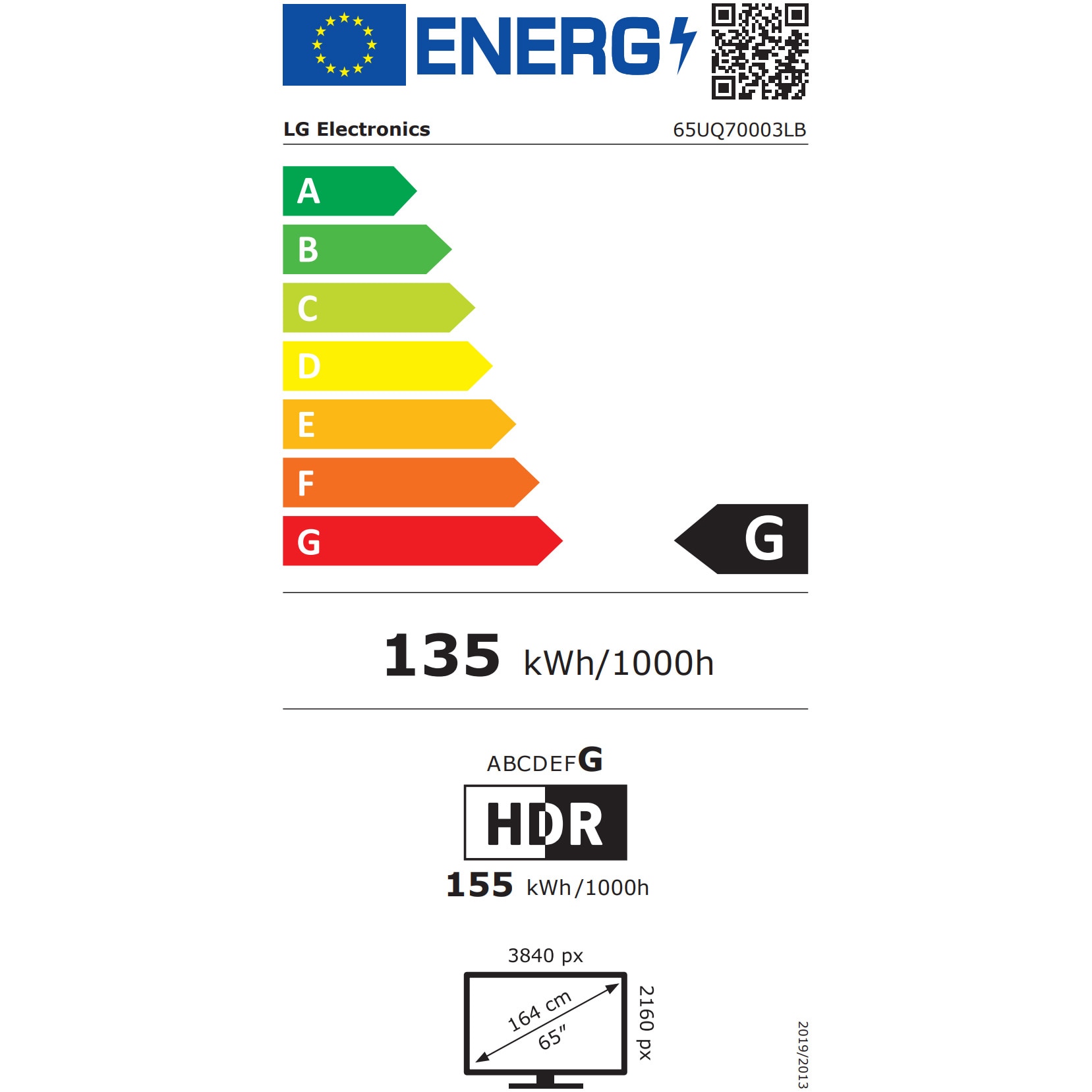 Televizor LG LED 65UQ70003LB, 164 cm, Smart, 4K Ultra HD, Clasa G