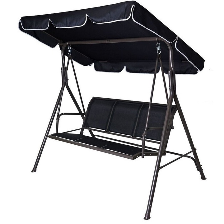 Rojaplast Confort fémből készült kerti hintaágy tetővel - fekete