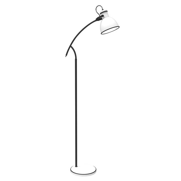 Lampadar Zumba, Otel/Metal, 40W, 140x32x20 cm, Alb/Negru