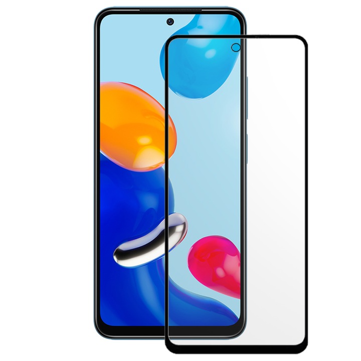 SILKASE matt üvegfólia Xiaomi Redmi Note 11-hez, Full Glue, Teljes kijelző, fekete