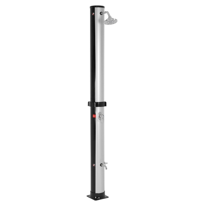 Dus solar cu efect de ploaie, ML Design, rezervor 35l, 17 x 217,5 cm, PVC/ABS cromat, argintiu-negru, temperatura reglabila, usor de instalat