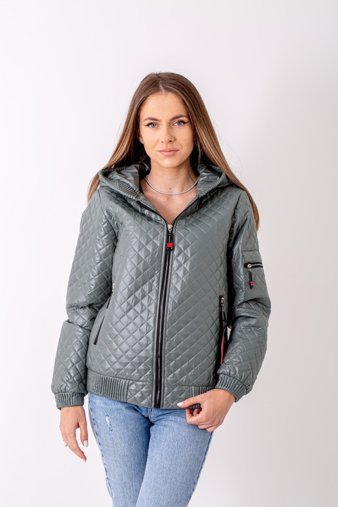 Jacheta dama cu gluga 7261, Verde, S