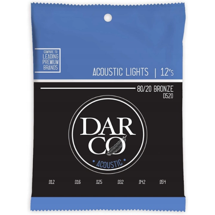 Set 6 coarde pentru chitara acustica Darco, Bronz, Light