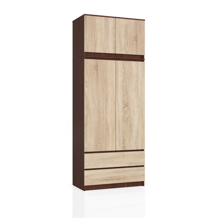 Dulap cu extensie, Akord Furniture Factory, PAL/MDF, 51x90x234 cm, Maro/Bej