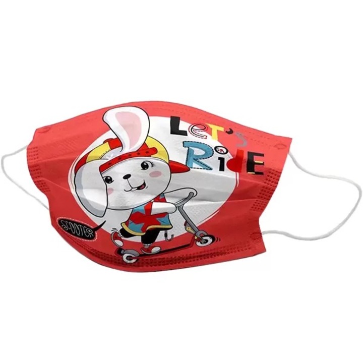 50 db-os hipoallergén orvosi sebészeti maszk készlet gyerekeknek, LIME MEDICAL, Scooter Bunny modell