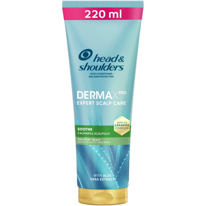 Balsam Head & Shoulders DermaXPro Soothing Comfort cu extract de aloe vera si complex de ceramide, calmeaza scalpul uscat si iritat, protejeaza impotriva matretii, 220 ml