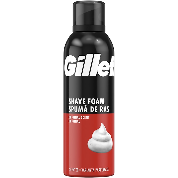 Spuma de ras Gillette Classic cu parfum Original, 200 ml