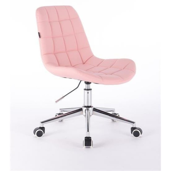 HR590K Rózsaszín modern műbőr szék krómozott lábbal