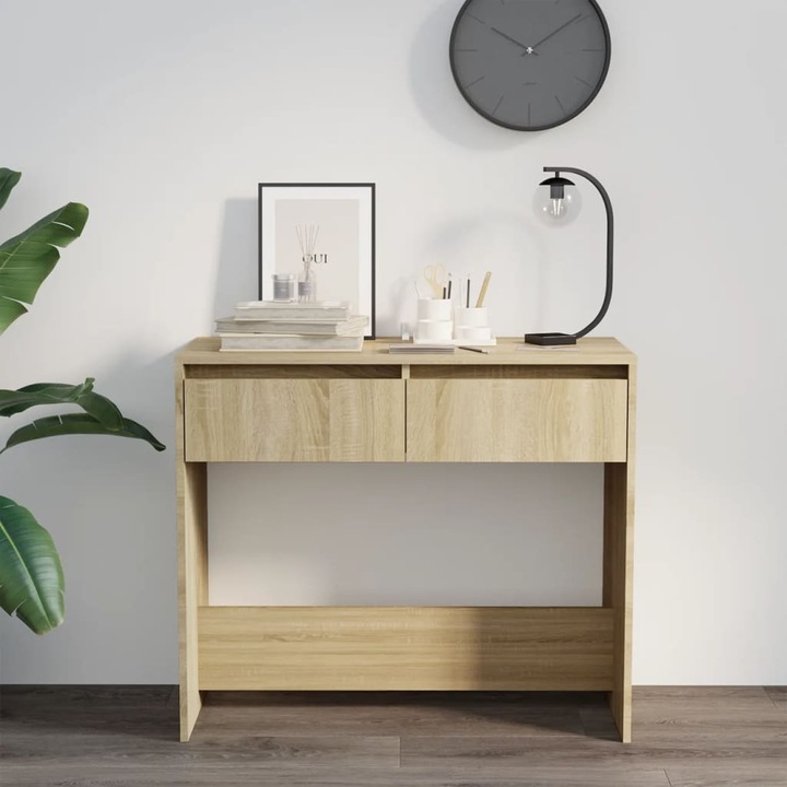 Masa consola vidaXL, stejar sonoma, 89x41x76,5 cm, otel, 20 kg 809569