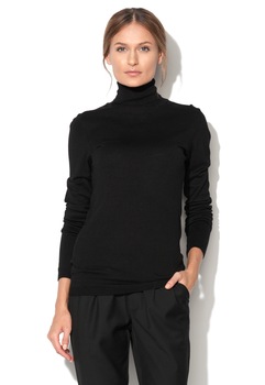 ICHI, Bluza neagra cu guler inalt rasucit Mafa 103646-10001 ICHI, Bluza neagra cu guler inalt rasucit Mafa 103646-10001