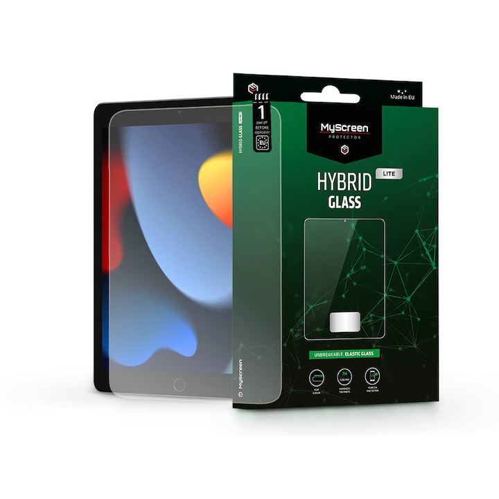 Apple iPad 10.2 (2019/2020/2021) гъвкав стъклен протектор за екран - MyScreen Protector Hybrid Glass Lite - прозрачен