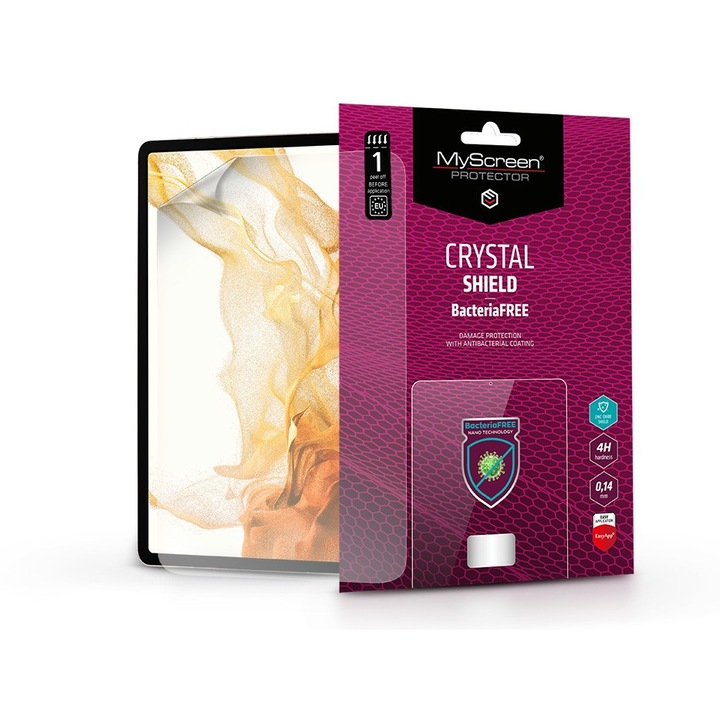 Samsung X700/X706 Galaxy Tab S8 11.0 képernyővédő fólia - 1 db/csomag - Crystal Shield BacteriaFree - transparent