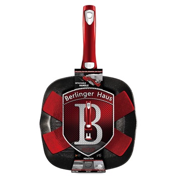 Tigaie grill Berlinger Haus Metallic Line Burgundy Edition, maner detasabil, 28 cm