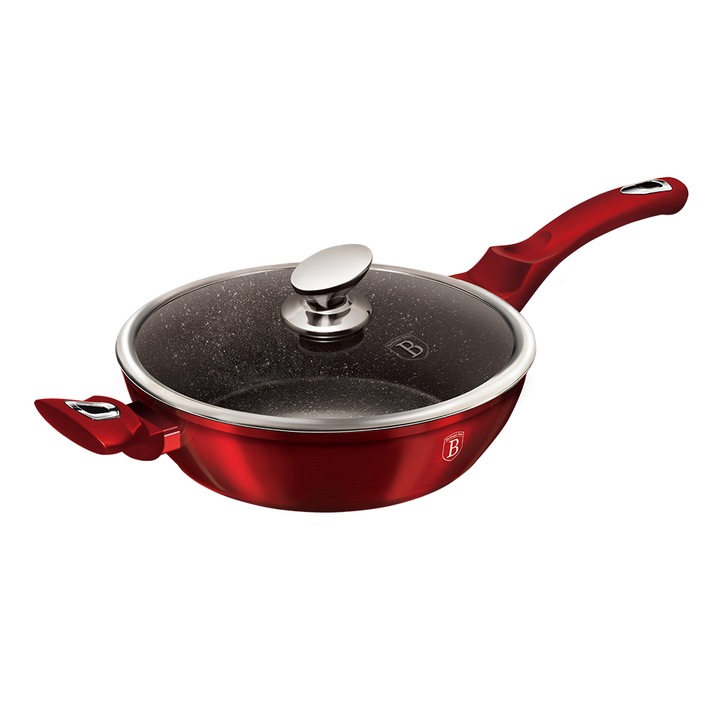 Тиган с дълбок капак 28см бордо металик линия Berlinger Haus BH 1260N