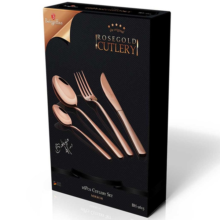 BerlingerHaus BH/2615A evőeszköz készlet, fényes rose gold, 16 részes