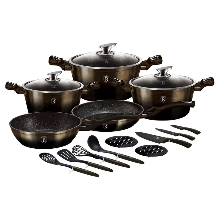 Set gatit 17 piese Berlinger Haus Metallic Line Shiny Black Edition