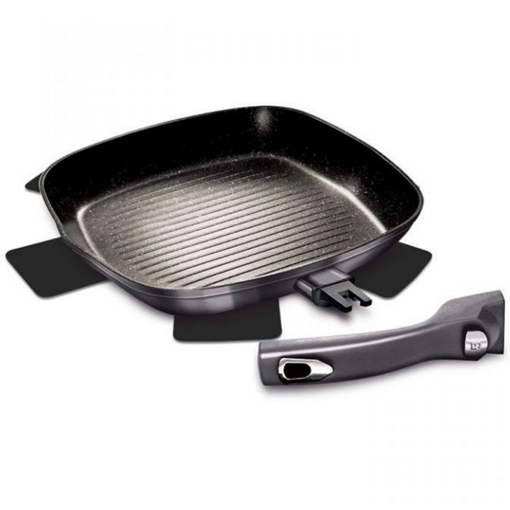 Tigaie grill cu maner detasabil Berlinger Haus, 28 x 28 x 4,1 cm, negru