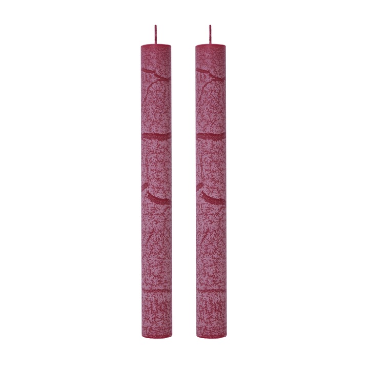 Set 2 lumanari de nunta, bordo, efect gheata, 35cm x 3.6cm, FABRICA DE LUMANARI GHIOROC