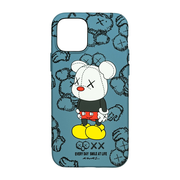 Husa de telefon, LUXO, compatibil cu iPhone 12 / 12 Pro, model Teddy Kaws cu efect fosforescent, TPU, multicolor