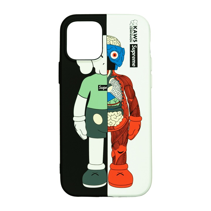 Husa de telefon, LUXO, compatibil cu iPhone 12 / 12 Pro, model Sliced Kaws cu efect fosforescent, TPU, multicolor