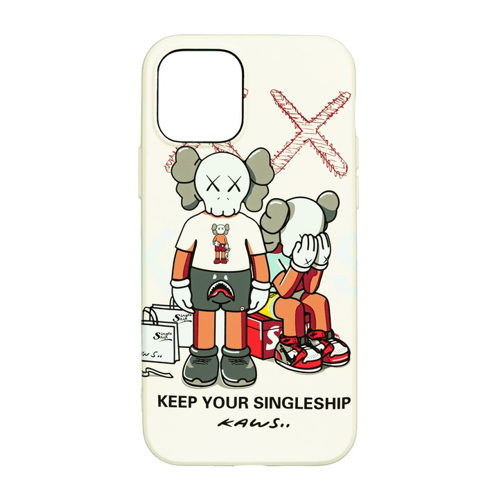 Husa de telefon, LUXO, compatibil cu iPhone 12 / 12 Pro, model Singleship Kaws cu efect fosforescent, TPU, multicolor