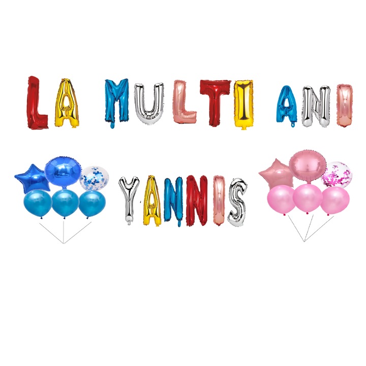Boldog születésnapot lufi szett Yannis, tortafeltét, többszínű, 35 db
