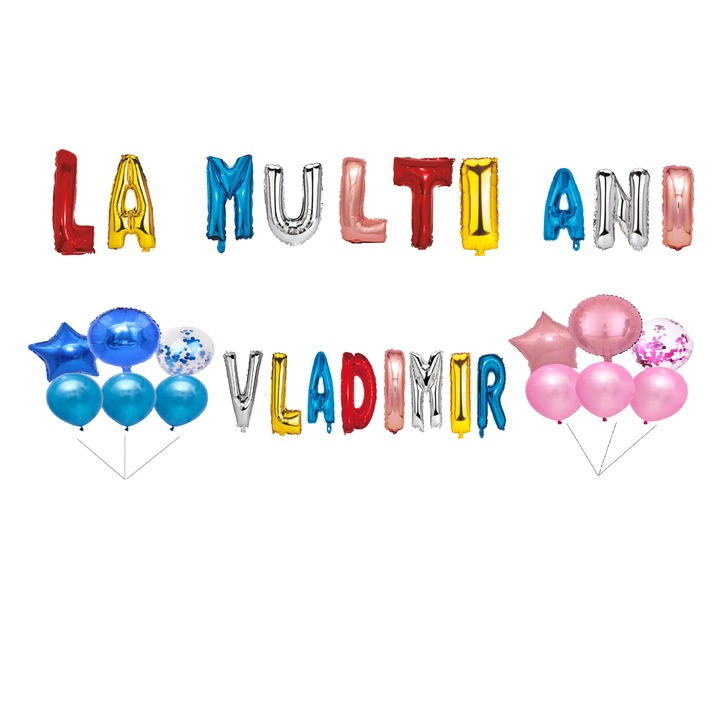 Boldog születésnapot Vladimir lufi szett, tortafeltöltő, többszínű, 35 db