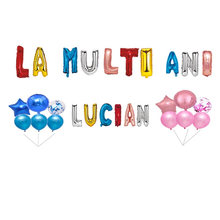 Lucian Boldog születésnapot lufi szett, tortafeltét, többszínű, 35 db