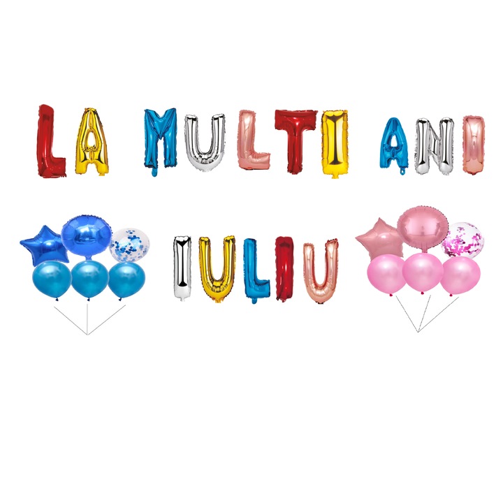 Boldog születésnapot júliusi lufi szett, tortafeltét, többszínű, 35 db